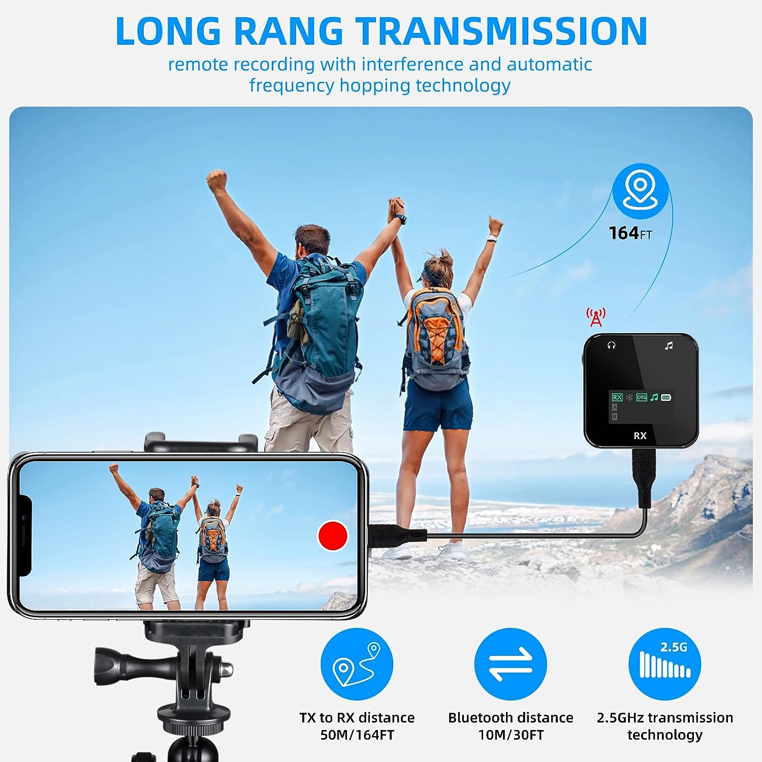 M32S Wireless Dual Lavalier Microphone with Display Screen, Outdoor Noise Reduction Bluetooth Accompaniment